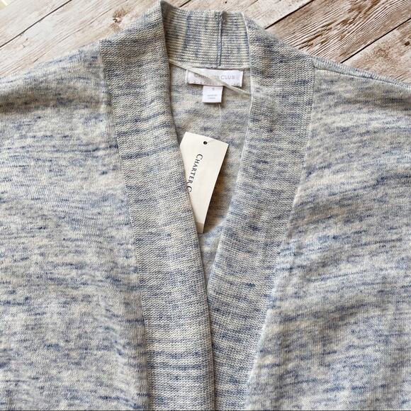 Charter Club Open Front Cardigan Light Blue Chambray Knit Loose Fit Size S New - Picture 6 of 11
